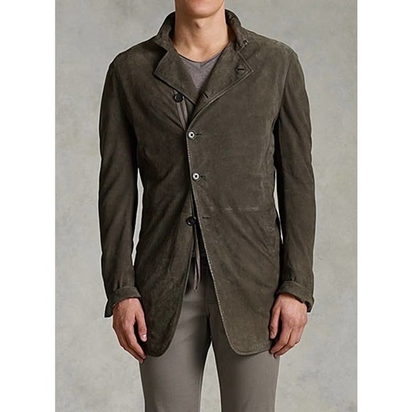 John Varvatos Other - JOHN VARVATOS Jacket Mens Adult 50 Black Goat Suede Coat Button Up Slim Fit